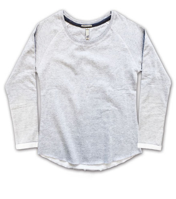 Damen-Sweatshirt mit Raglan-Rundhalsausschnitt - 14W – Melange Weiß